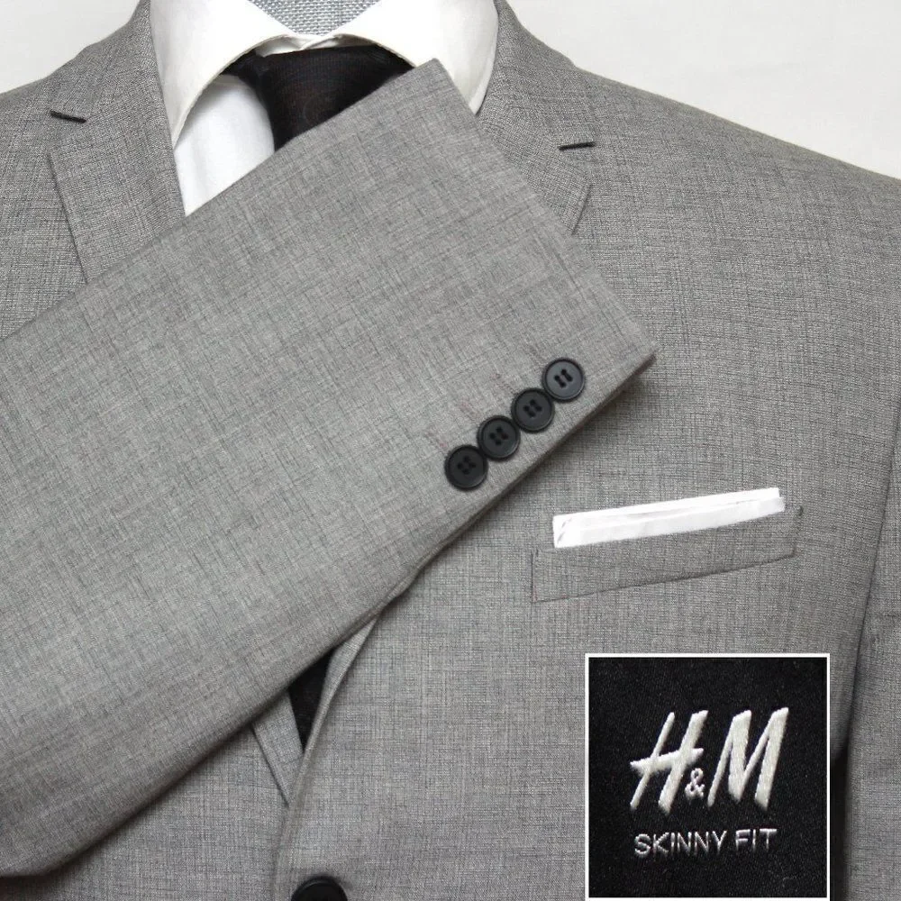 H&M Mens Skinny-Fit Blazer Sport Coat 46R 2-Bttn‎ Casual Jacket E081290